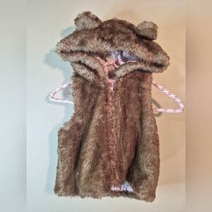 Gymboree Fur Vest With Ears Girls 12-18 MTHS Cute Warm Fuzzy!